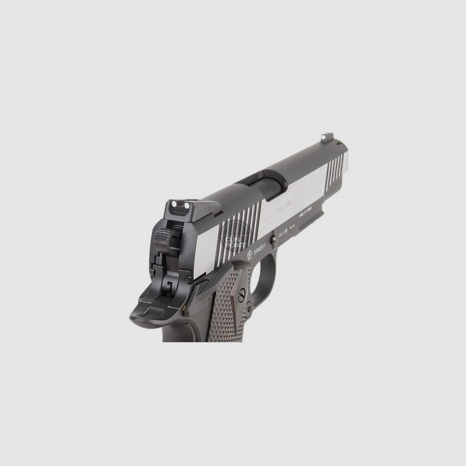 Softair - Pistole - KWC - Colt 1911 Railgun Bicolor CO2 GBB - ab 18, ber 0,5 Joule