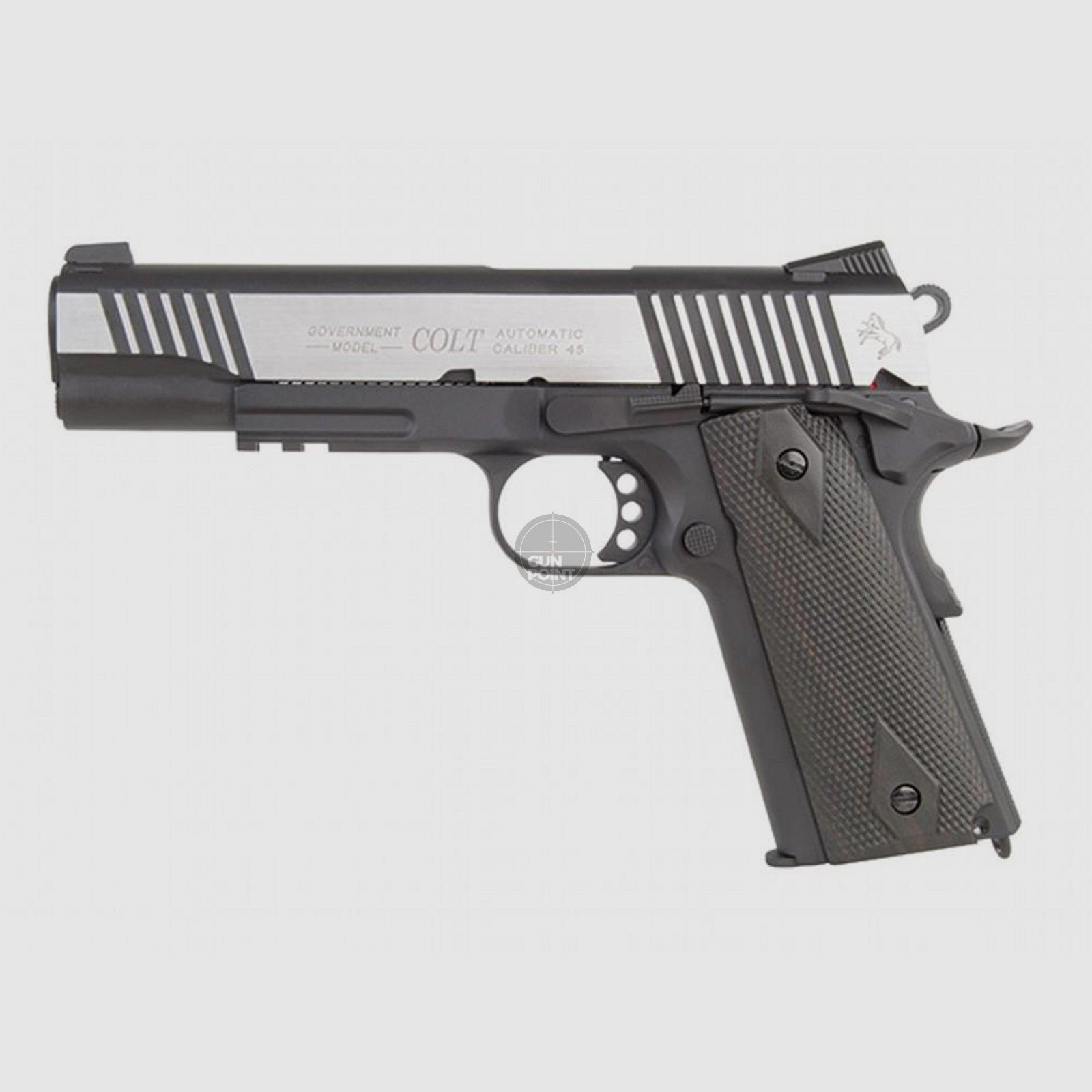 Softair - Pistole - KWC - Colt 1911 Railgun Bicolor CO2 GBB - ab 18, ber 0,5 Joule