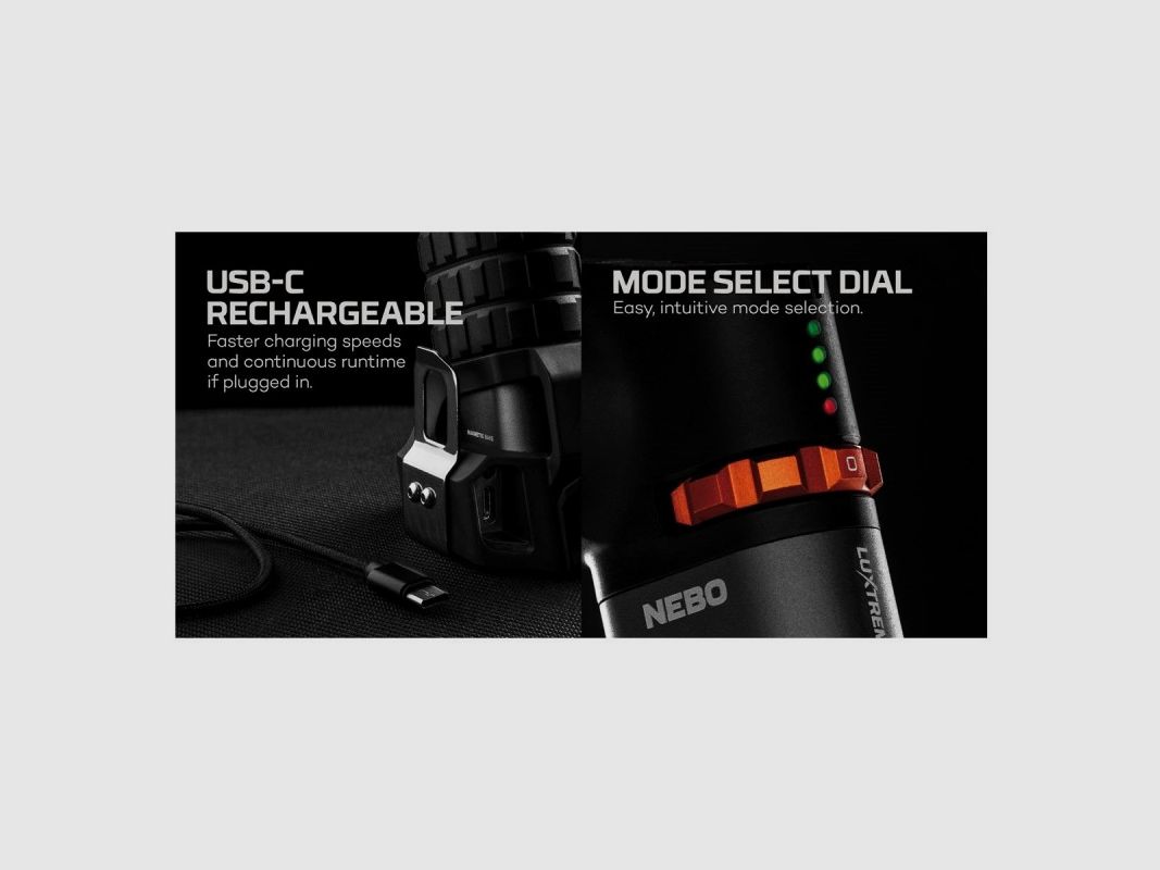 NEBO LUXTREME SL25R FLOOD+SPOTLIGHT Wiederaufladbar 400m, Bild 2 von 4