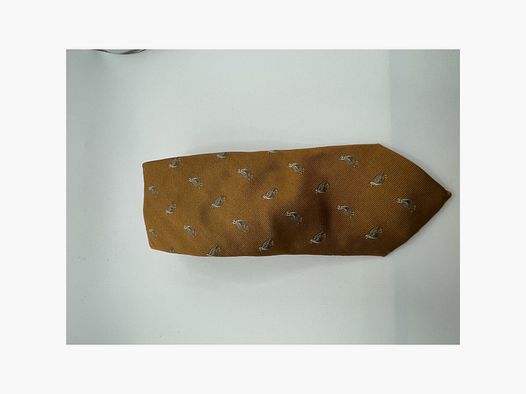 Corbata Robert Keyte 100% seda marrón motivo gallo de caza