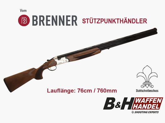Brenner BF18 Bianco / BF 18 Argento LL76cm Fucile a canne mozze - Colpi di piombo in acciaio