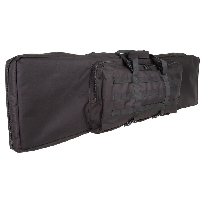 Rifle bag for 2 long guns up to 140cm, black, with divider and backpack straps