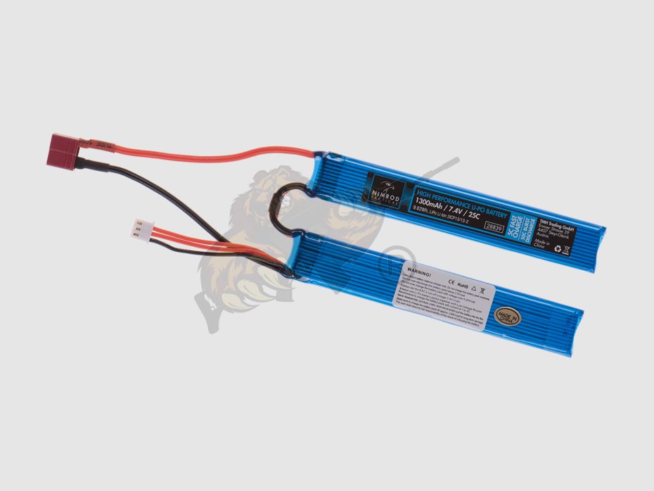Nimrod Airsoft LiPo Akku 7.4V 1300mAh, 25C zweiteilig - T-Plug