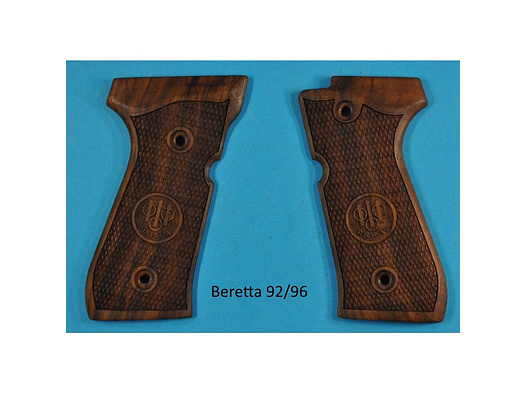 Luxus-Nussbaum-Griffschalen für Pistole Beretta 92 mit Logo