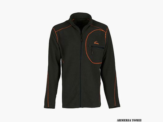 UNIVERS – FLEECE HUNTING CARDIGAN WITH GREEN/ORANGE POCKET