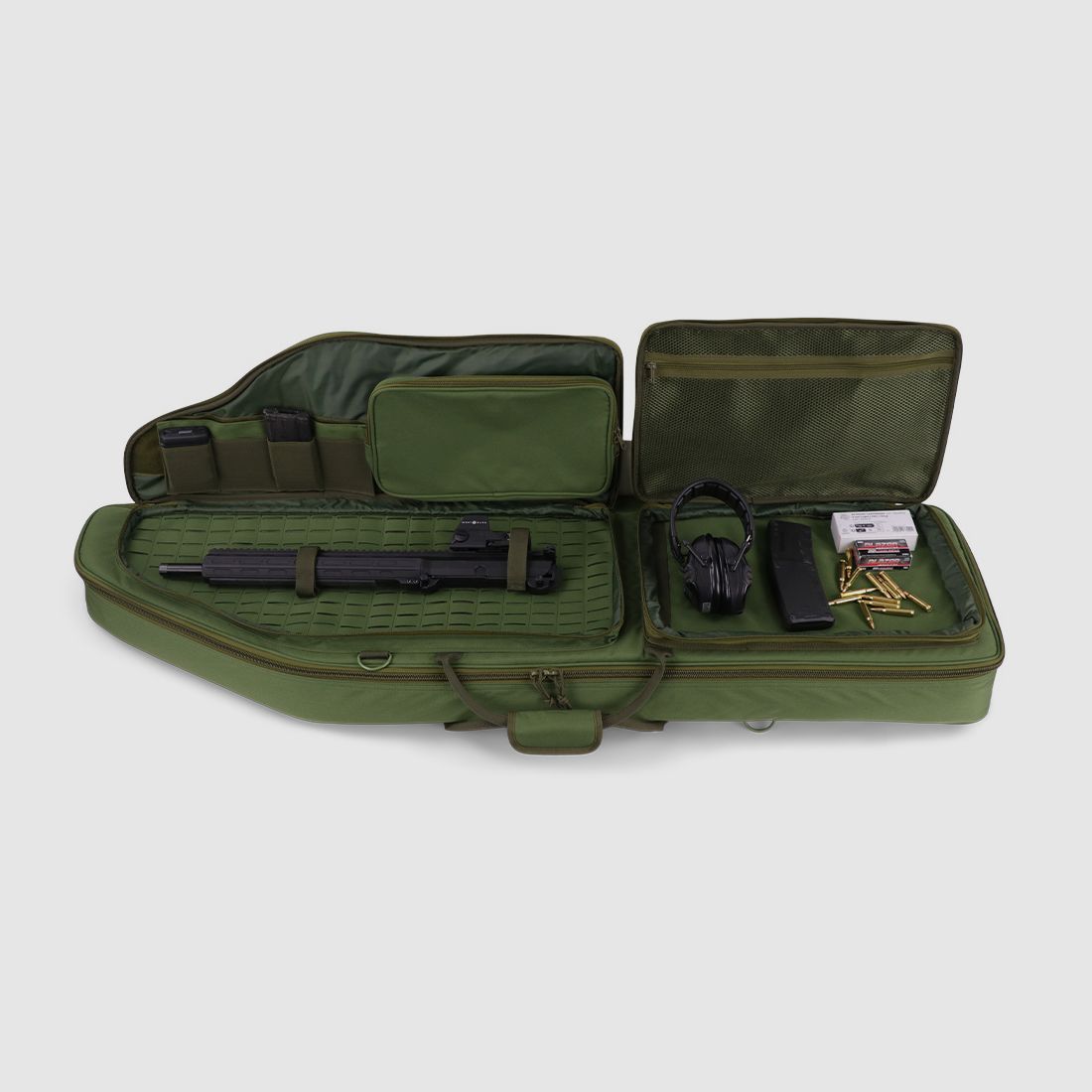 Winter Waffentasche Olympic 130 cm – Laser-Cut MOLLE, Shockcord, Rucksacktragesystem, 1000D Nylon (Forest)