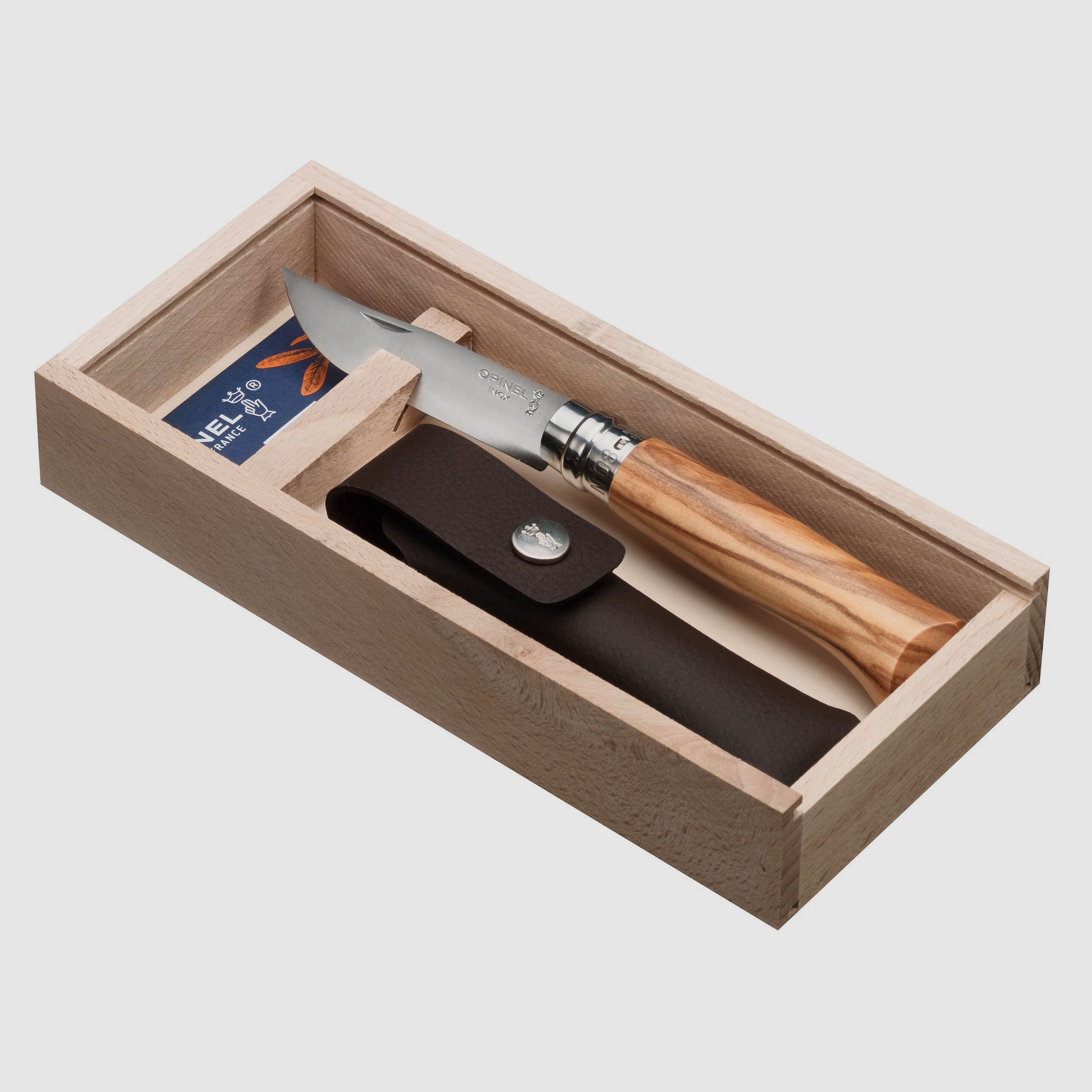 Opinel Mes Nr. 8 Olive in Cadeauset