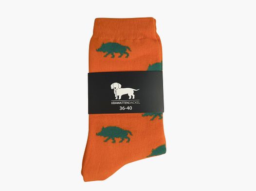 Krawattendackel Socken Wildschwein orange