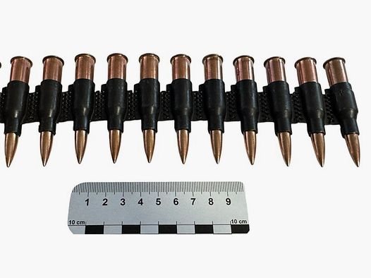Decommissioning 7.62x54R copper-plated steel case | 25 cartridges on decay belt / cartridge belt