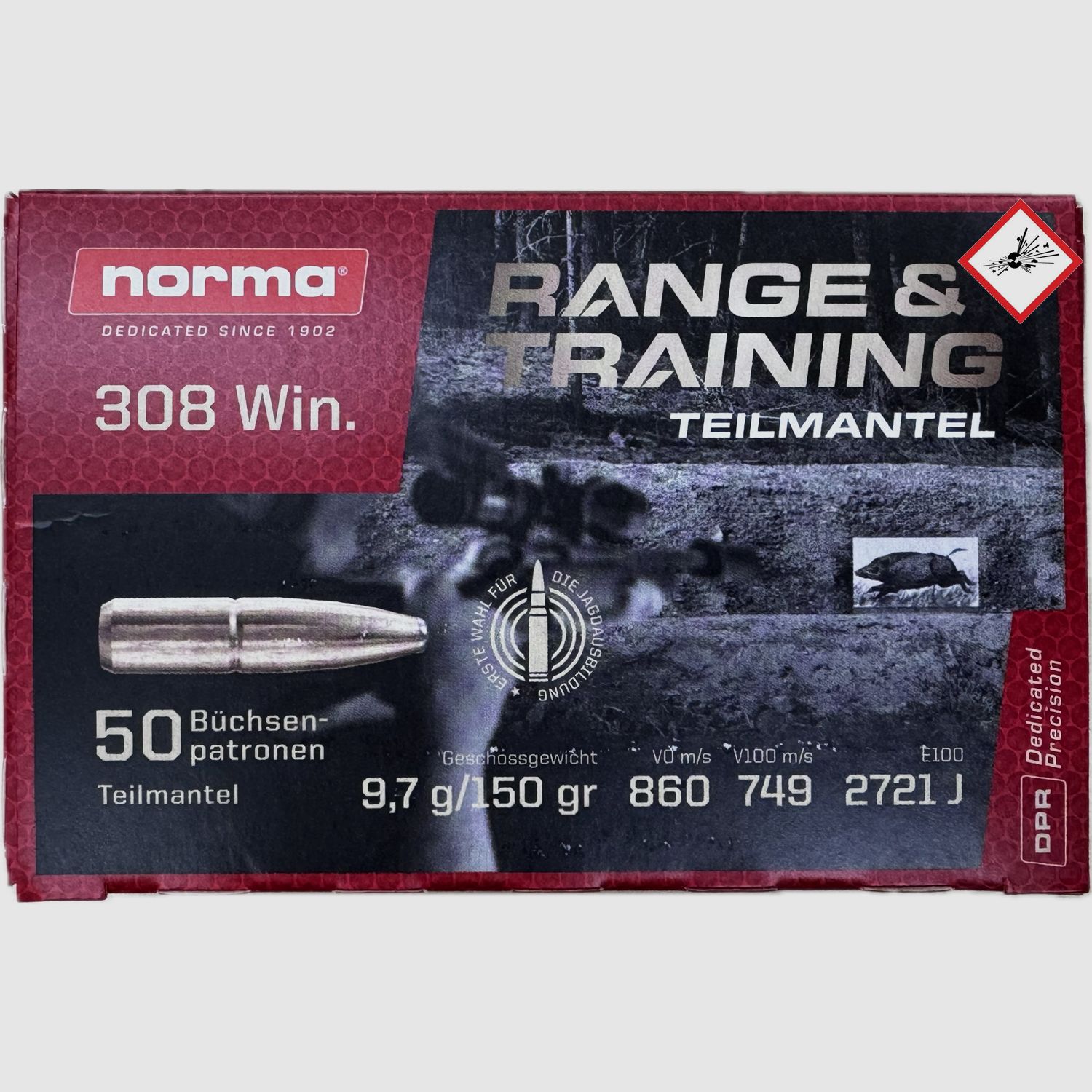 Norma Büchsenpatrone SP Kal. .308 Win 9,7 g / 150 grs