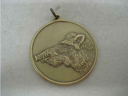 Hunting medal boar-bronze - 40 mm, ring and loop