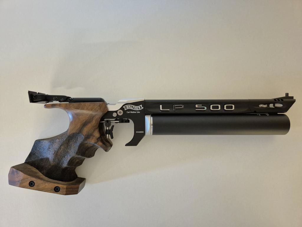 Pistola ad aria compressa Walther LP500 Expert, M-Abzug, impugnatura L destra
