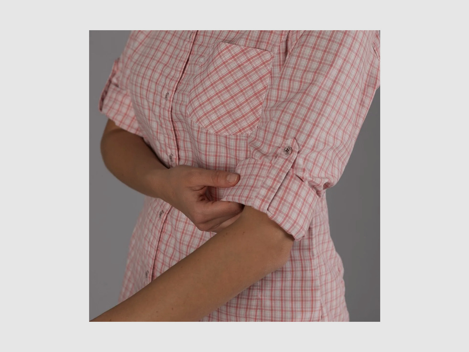 CMP Damen Langarm-Bluse mit Karomuster Jade Salvia