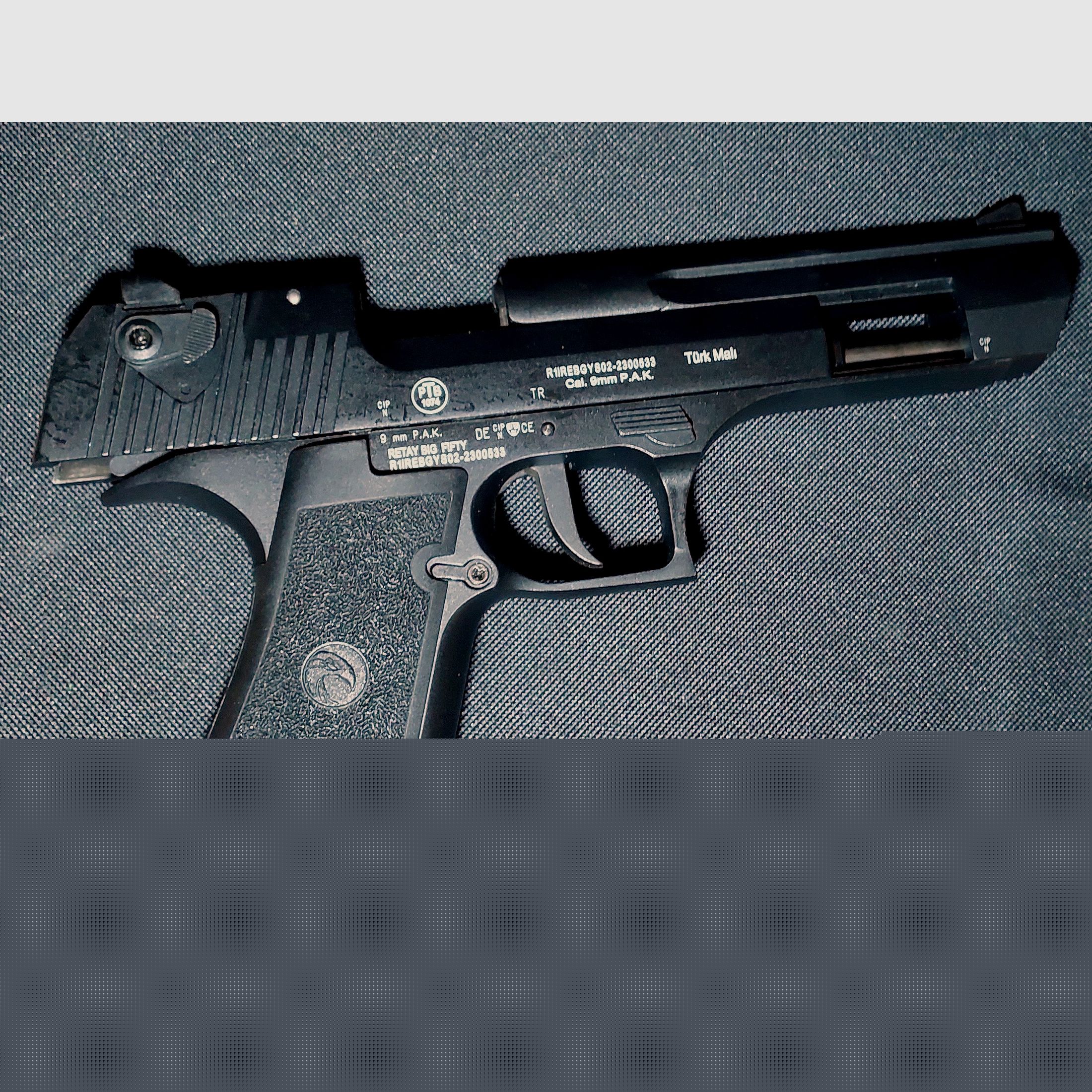 Retay Big Fifty Schreckschusspistole 9mm P.A.K. brüniert (PTB 1074)