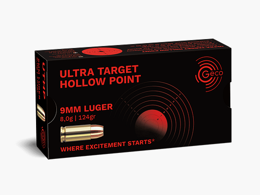 Geco Ultra Target Hollowpoint UTHP 9 mm Luger 124 grs. - 50 Schuss