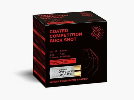 GECO Sport-Schrotpatronen 12/65 Competition Buck Shot 25 Stk 9 Posten / IPSC