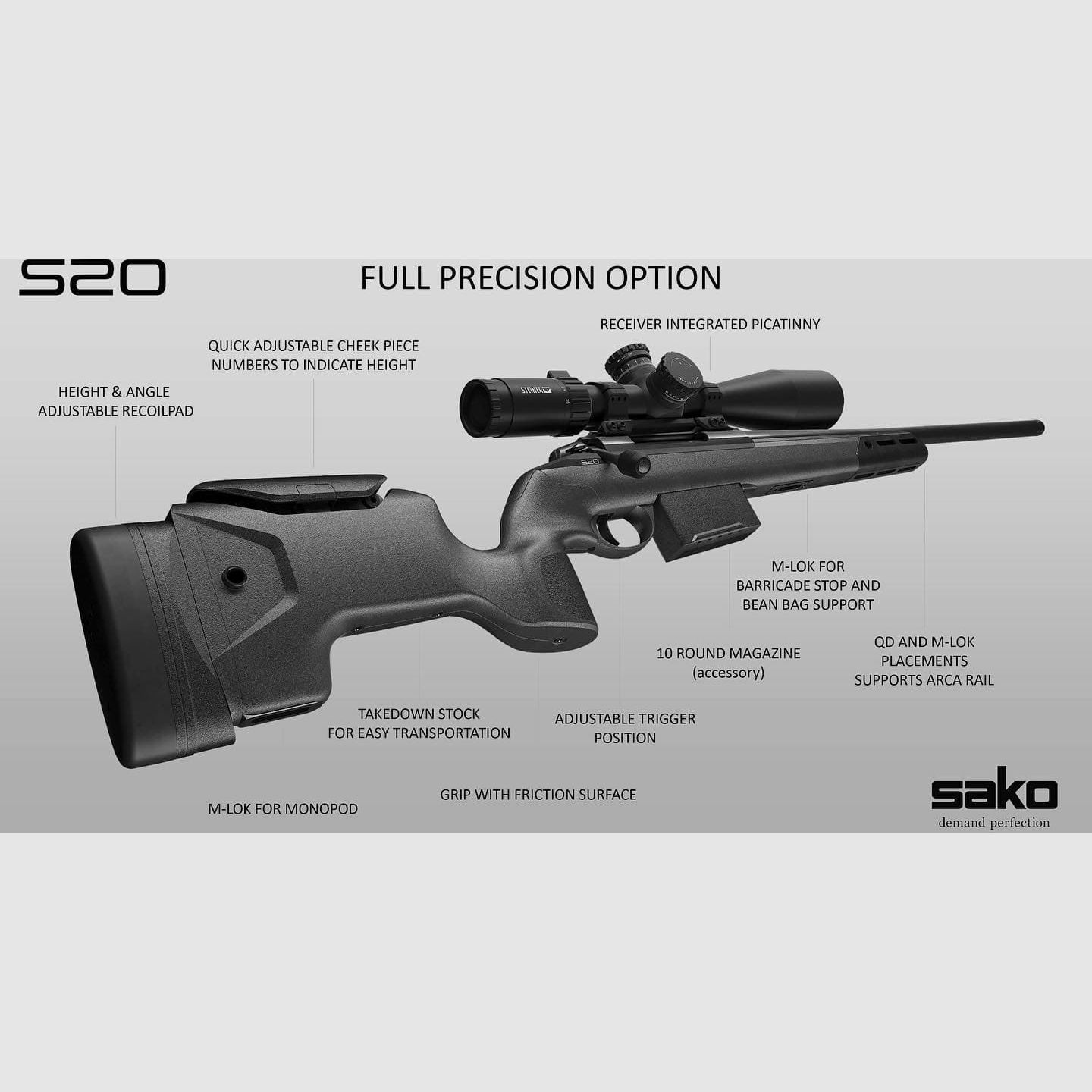 SAKO carabina da tiro Mod. S20 Precision .308Win lunghezza canna 51 cm, immagine 1 di 3