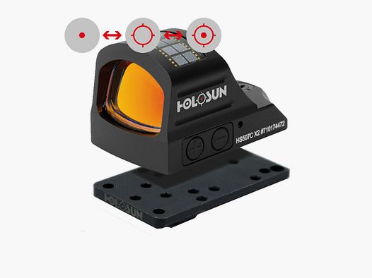 Holosun HS507C visor réflex abierto de punto rojo + placa adaptadora HS-SMP-GLOCK incluida para pistolas Glock