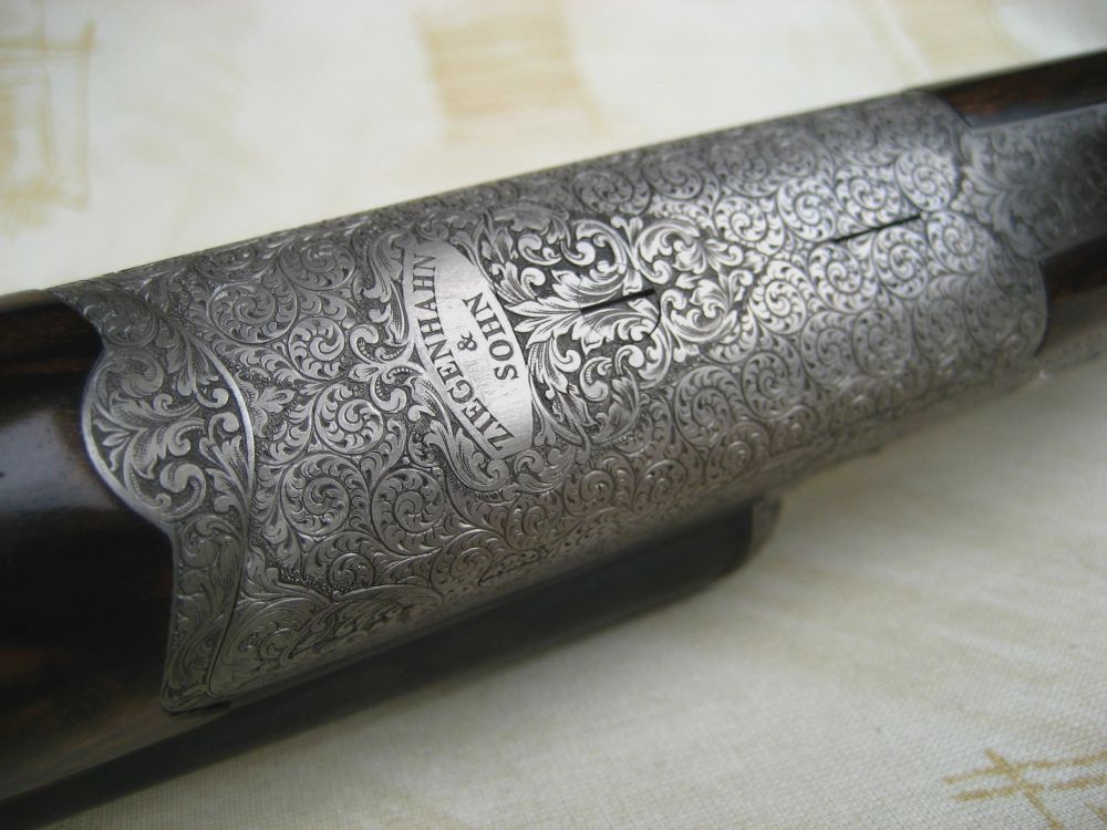 Ziegenhahn & Sohn, "Berst Gun" broń wystawowa, strzelba z bocznym zamkiem z wymiennym lufą