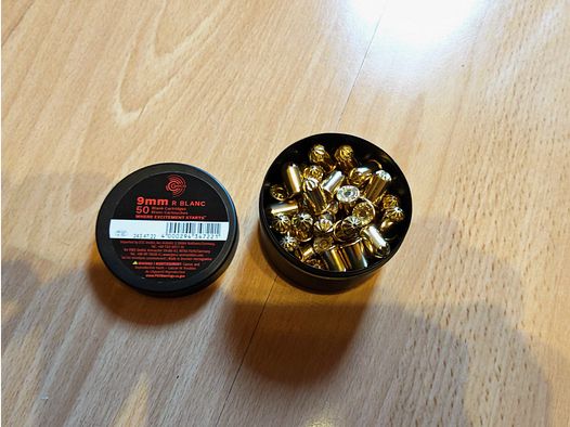 Geco 9 mm RK R.K. revolver blank cartridge / cartridge | NC powder | a total of 12 x 50 pieces cans | NEW | Currently hardly available!