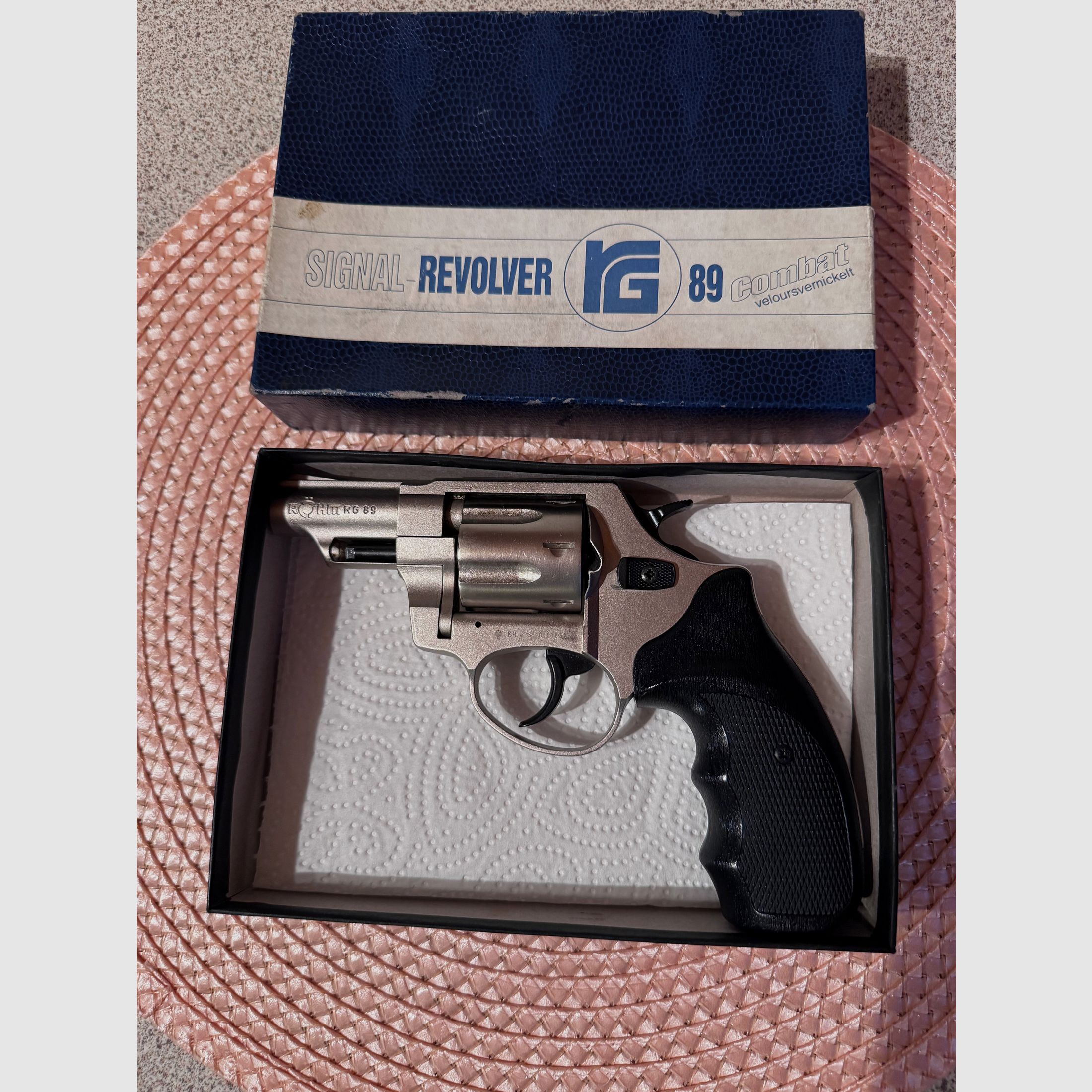 Röhm Gasrevolver (SRS) RG 89 Nickel Kal.9mm R Compatgriff 