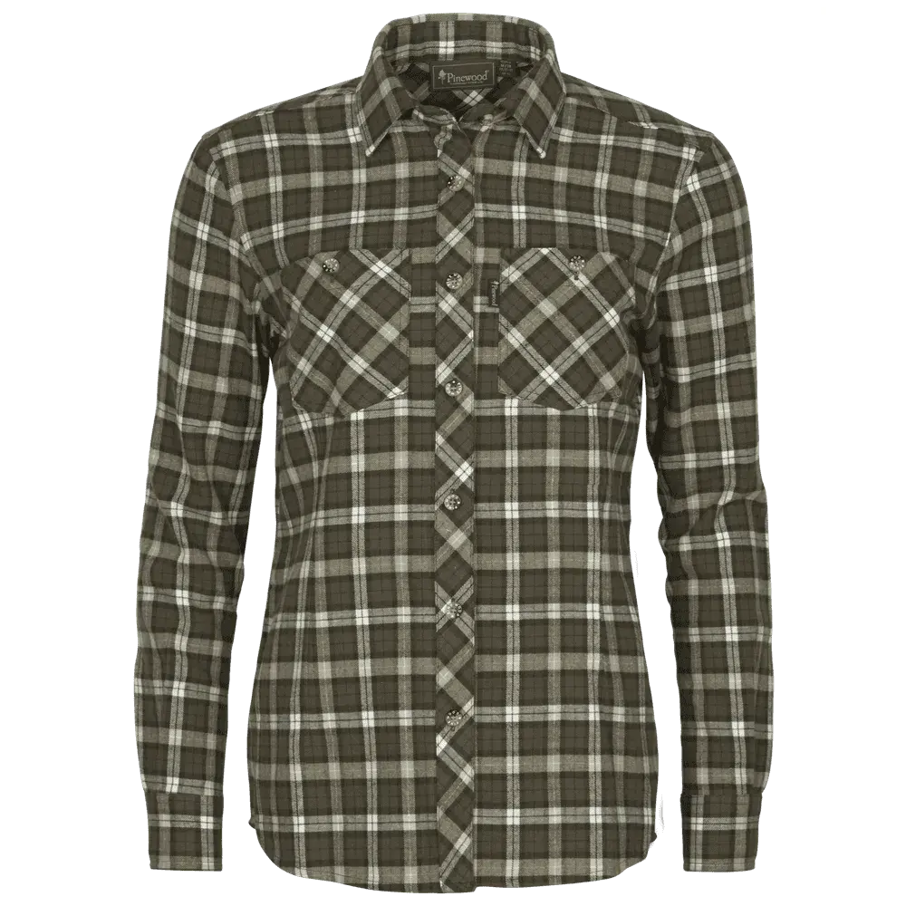 Kariertes Flanellhemd für Damen Khaki/Weiß Felicia Pinewood, Bild 2 von 4
