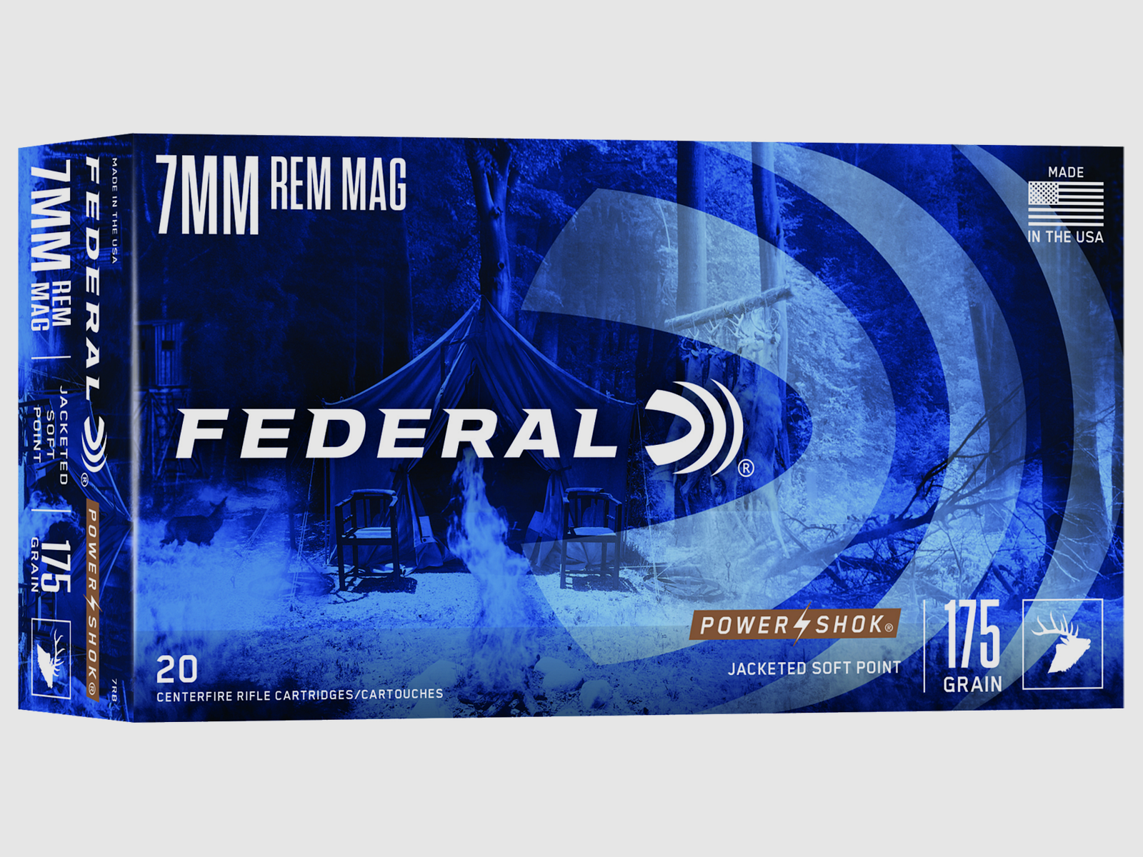 Federal Rifle Ammunition 7 mm Rem. Mag. 11.3g Jacketed Soft Point Power Shok