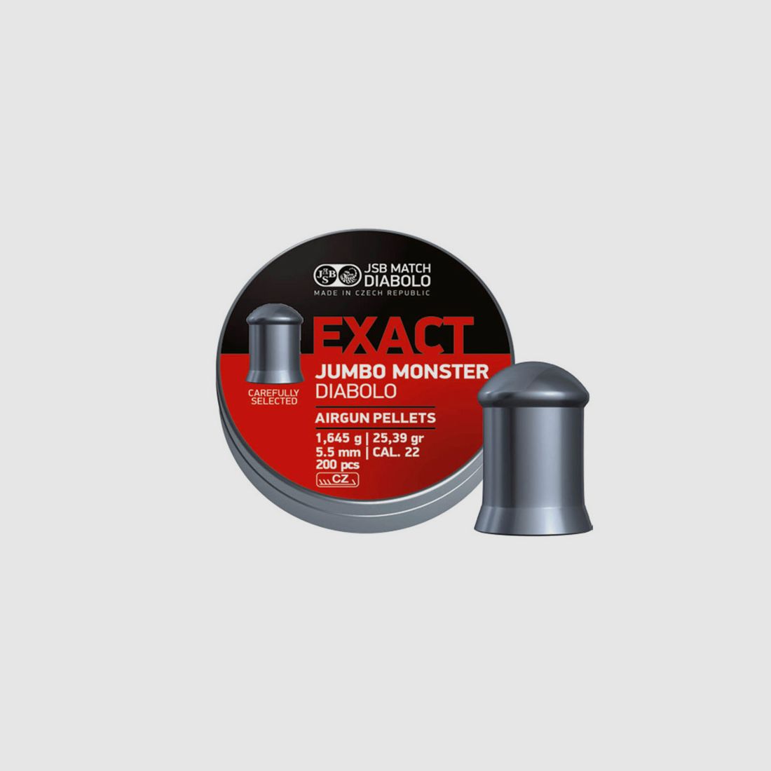 JSB Exact Jumbo Monster Diabolo, Rundkopf, glatt, 1,645 g, Kaliber 5,52 mm, 200 StĂĽck