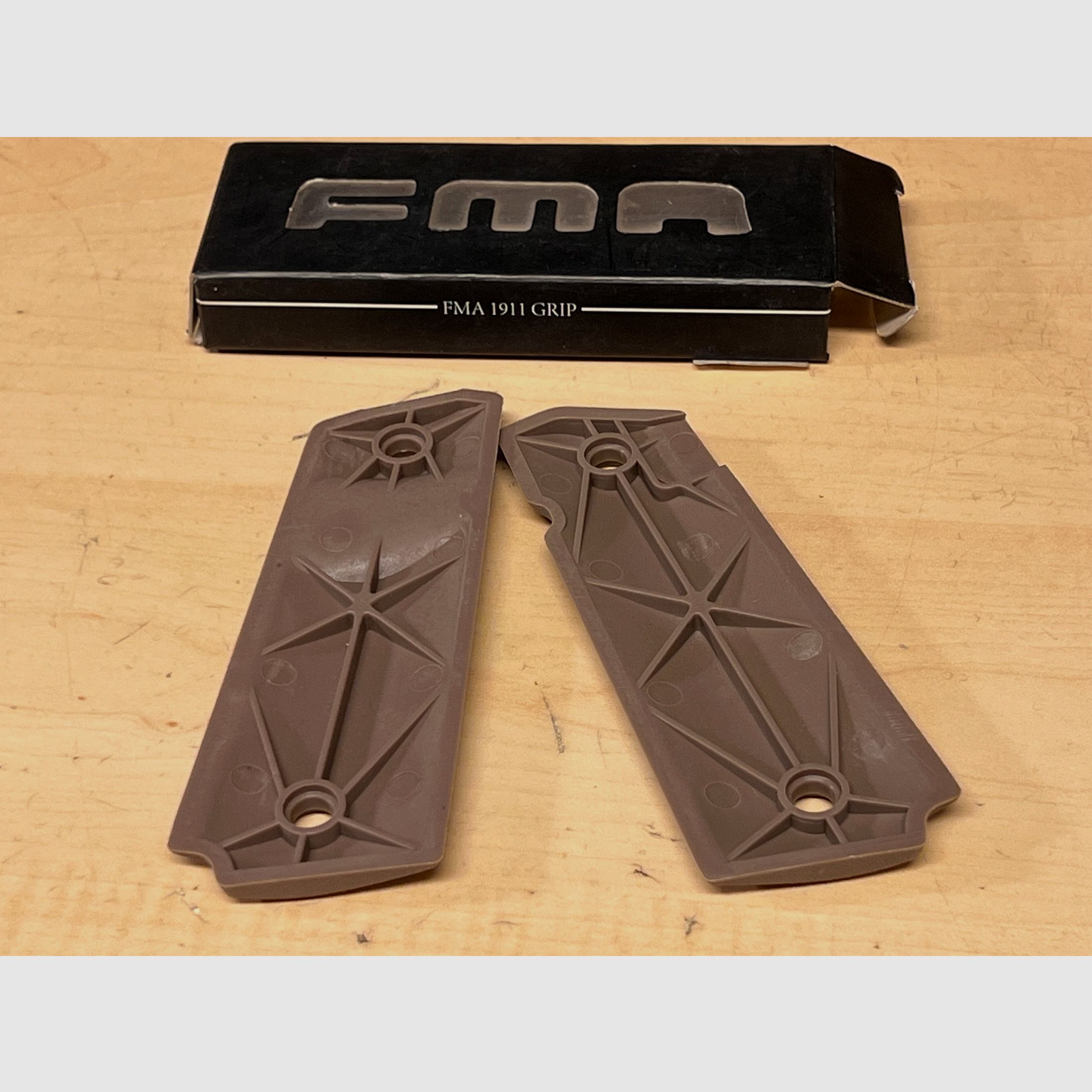 Grips from FMA for 1911 Airsoft P.A.K. and original models Polymer Dark Earth