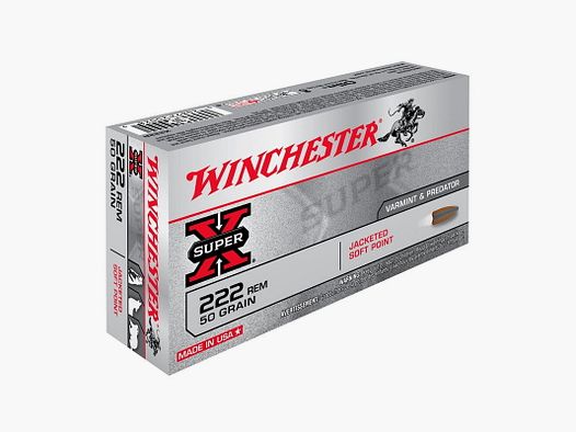 Winchester .222 Rem. Super X Pointed Soft Point 50 grs. 20 stuks.