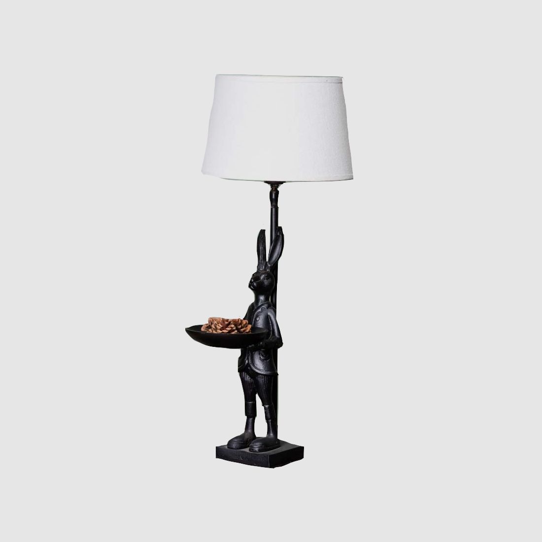 Lovergreen Lampen mit Tiermotiven Motiv stehender Hasen mit kleiner Schale als Lampe + Lampenschirm 25 cm