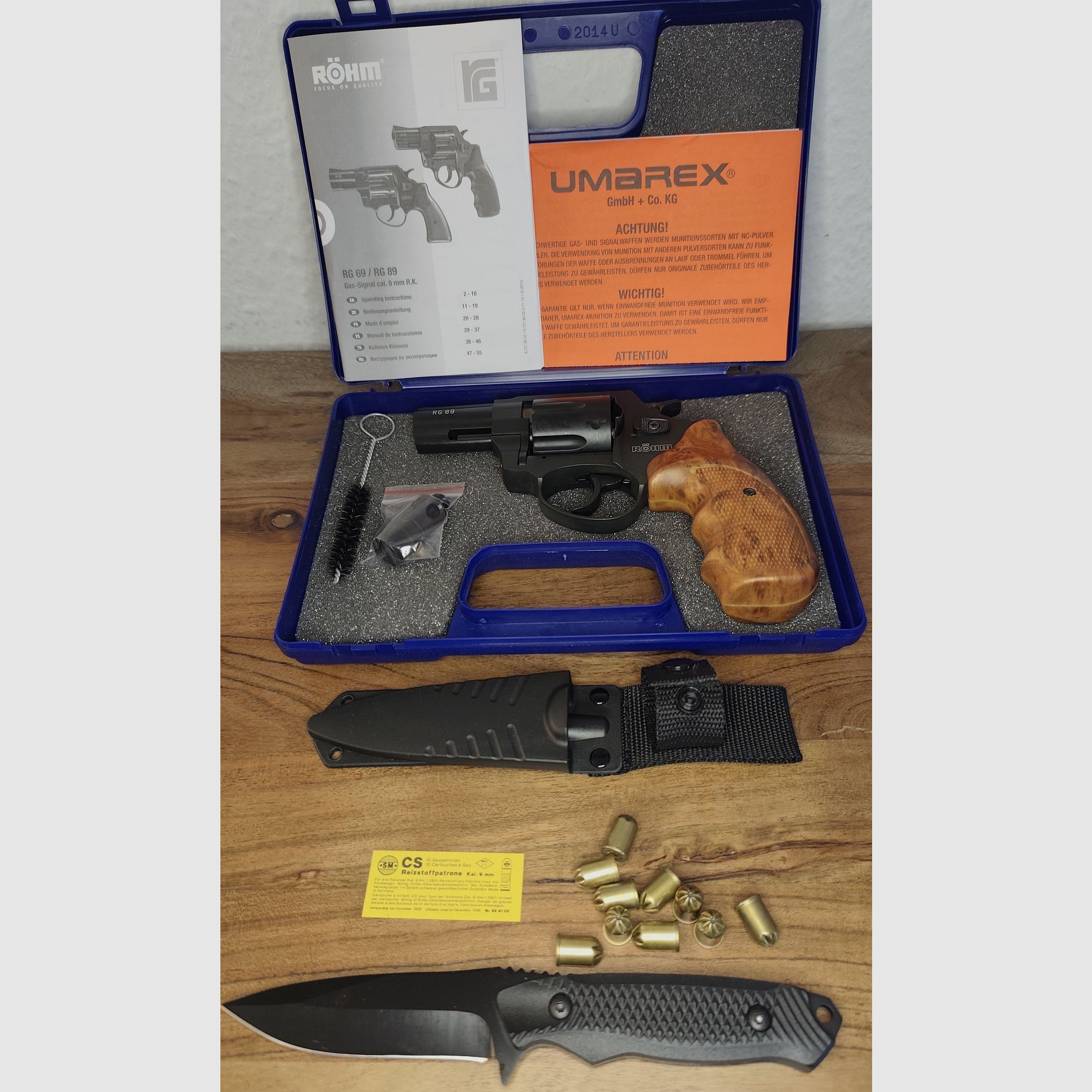 Röhm RG 89 !!Laden Neu!! PTB 976 + 10 Schuss CS Gas + Jagd- und Angelmesser