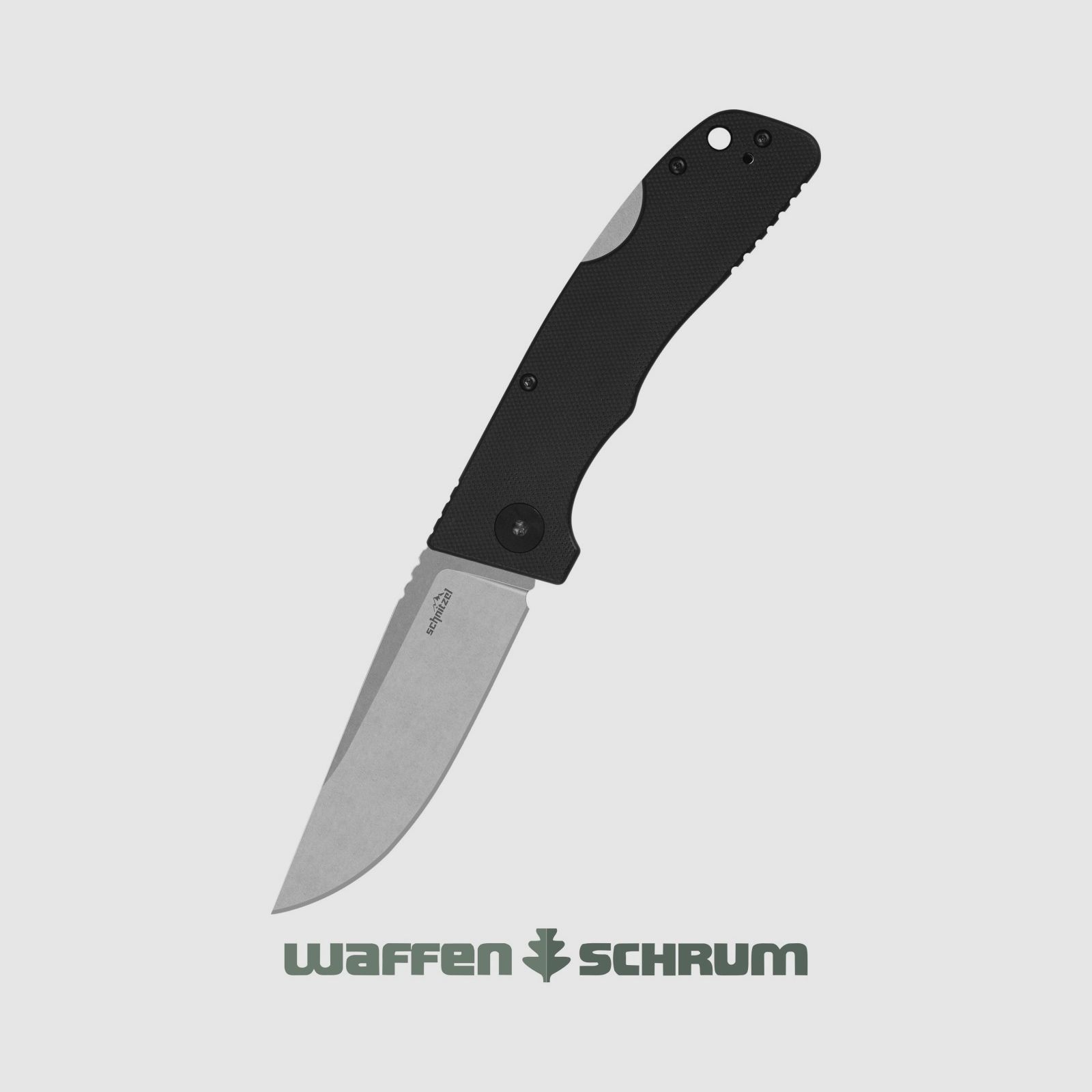 Schnitzel Outdoor Pocket Knife KVAR black stainless 14C28N steel with stonewash finish