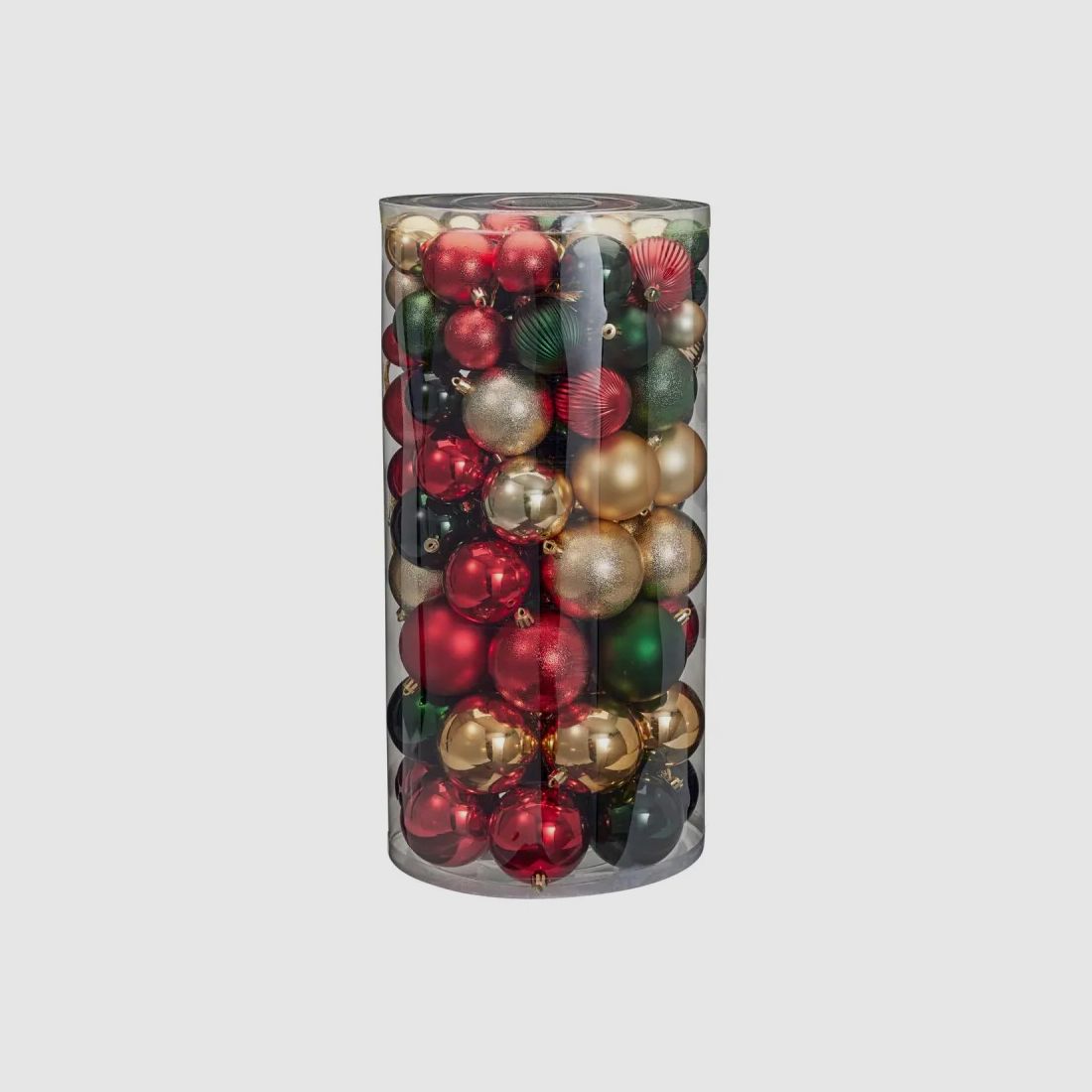 Set aus 100 Weihnachtskugeln - Rot, Gold, Grün - Größen 4 bis 8 cm, Bild 2 von 3