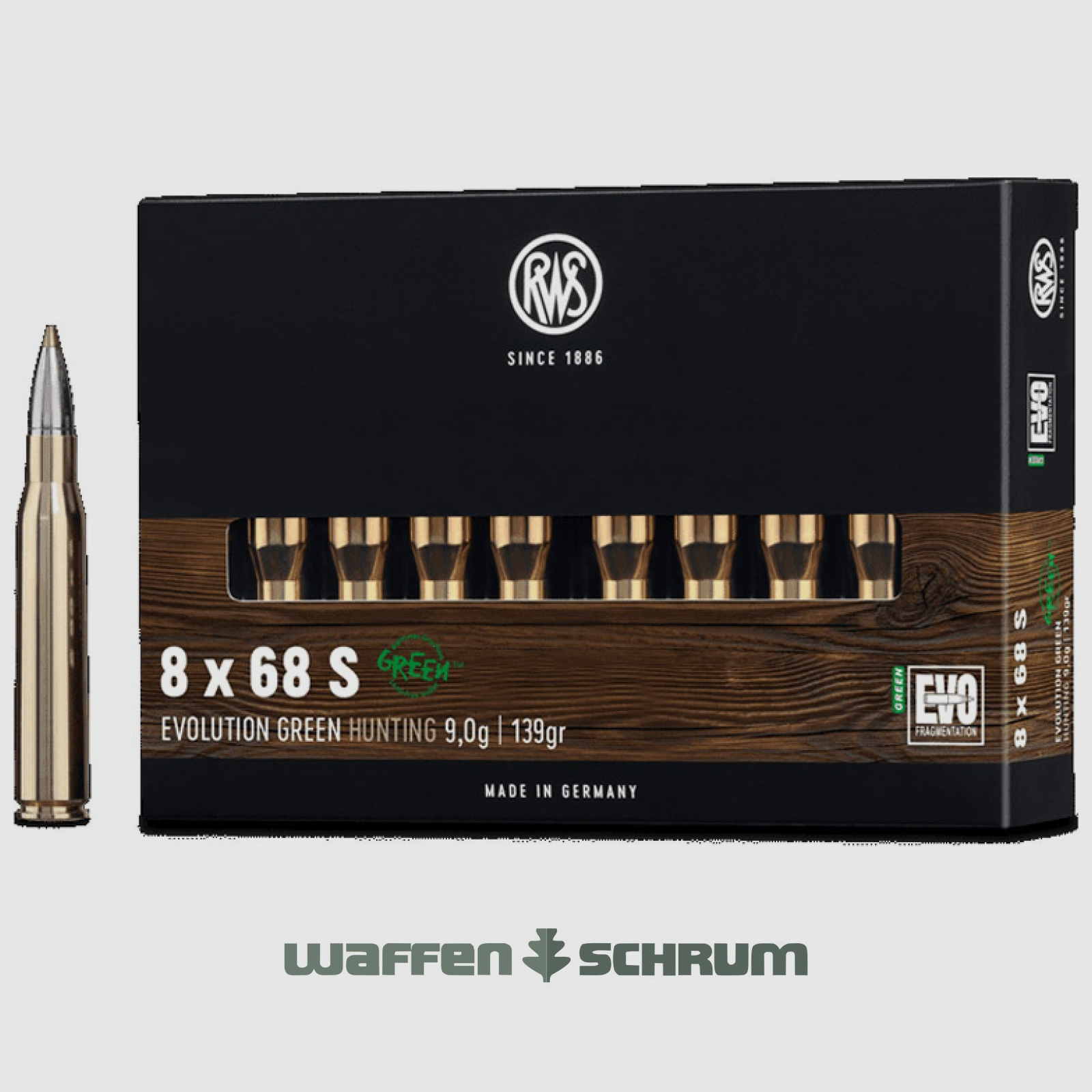 RWS Evo Green 9,0g - 139gr 8x68S