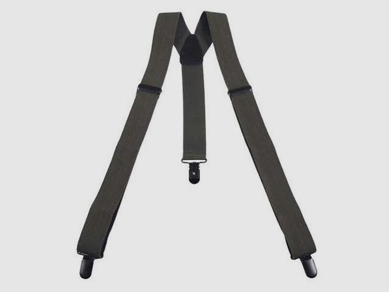 Hosenträger BW - OLIV m. Clips + Plastikzähnen – breit + extra stark