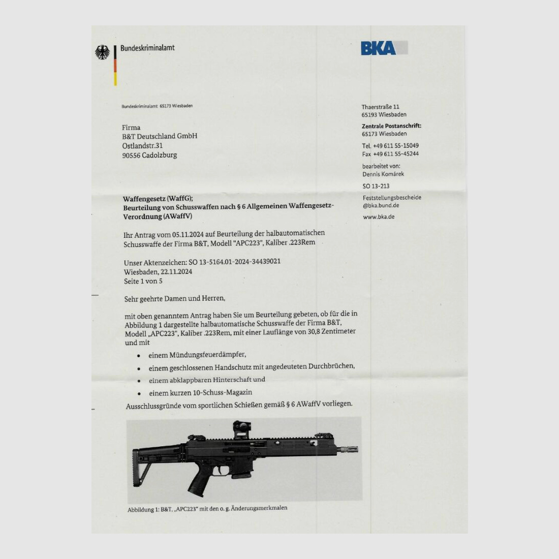 B&T AG (Brügger und Thomet) APC 223 PRO DE Sport