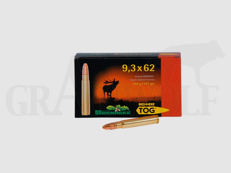 9,3x62 247 gr / 16,0 g Brenneke TOG Patronen 20 Stück