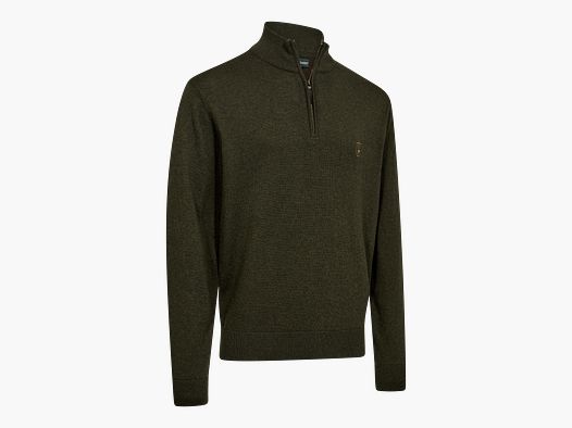 Harrington 1/2-Zip Strickpullover - Forest Ember Melange – Größe: XL