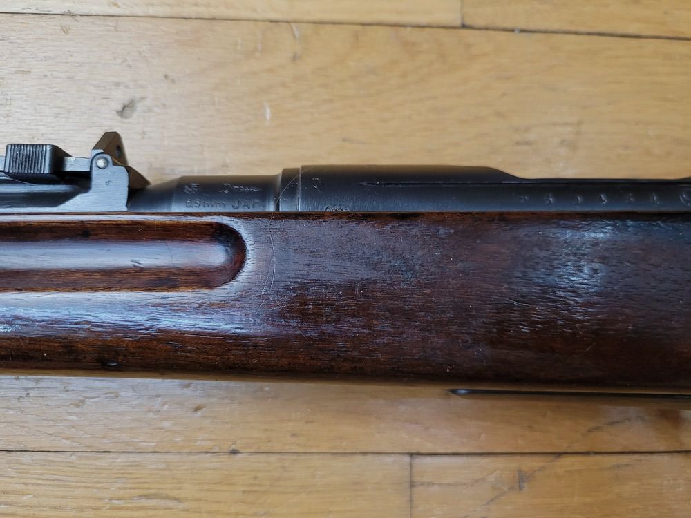 Sehr schönes japanisches Gewehr Arisaka Typ 38 – Originalkaliber 6,5×50 – Arsenal Nagoya 1939 – Thailand-Bestellung von 1940 – Originalbrünierung zu 99% – Mechanik und Lauf sehr gut – Schöne Markierungen – Bajonettanschluss – TBE ++, Bild 27 von 33