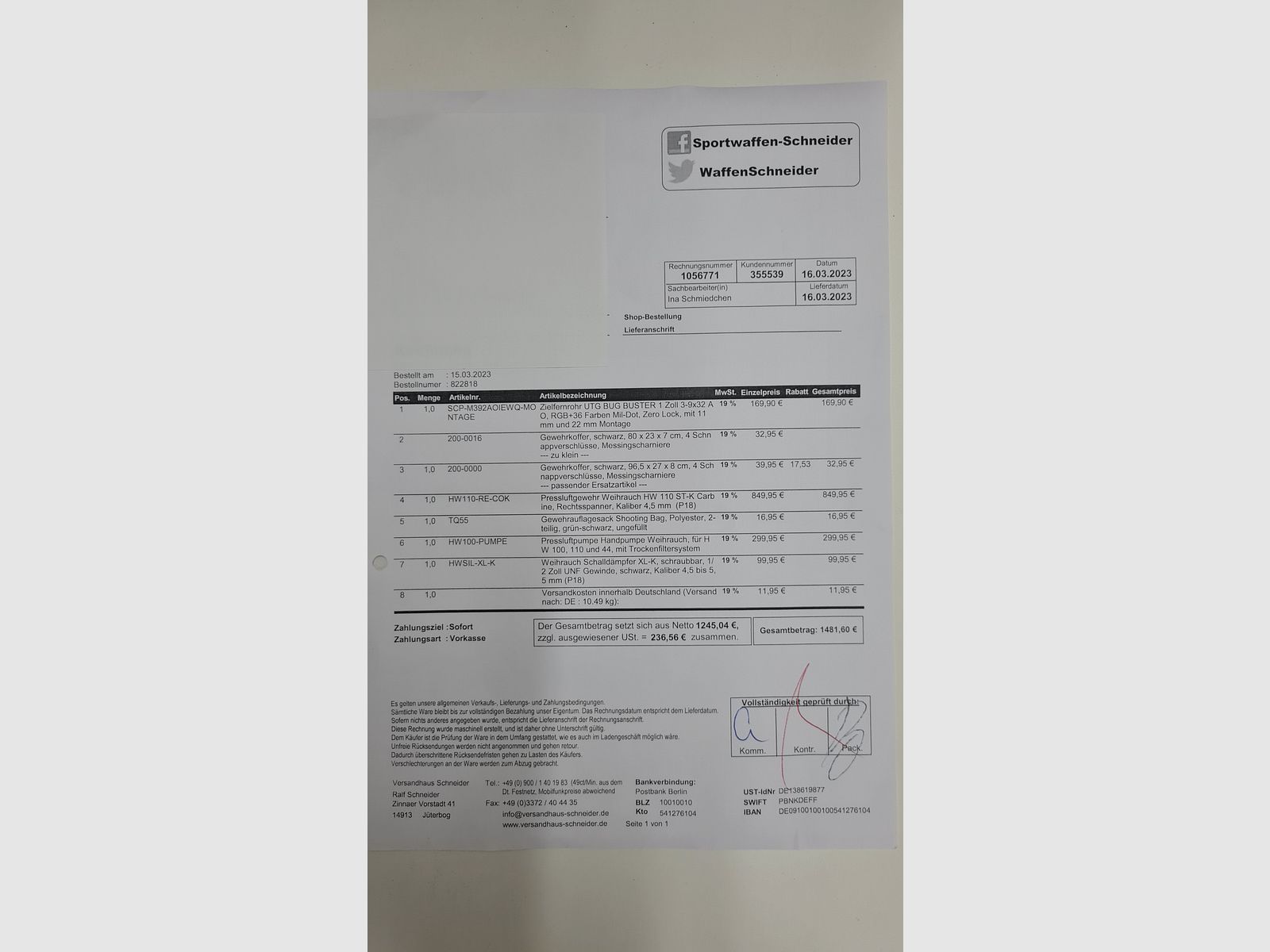 Weihrauch HW 110, neuwertig