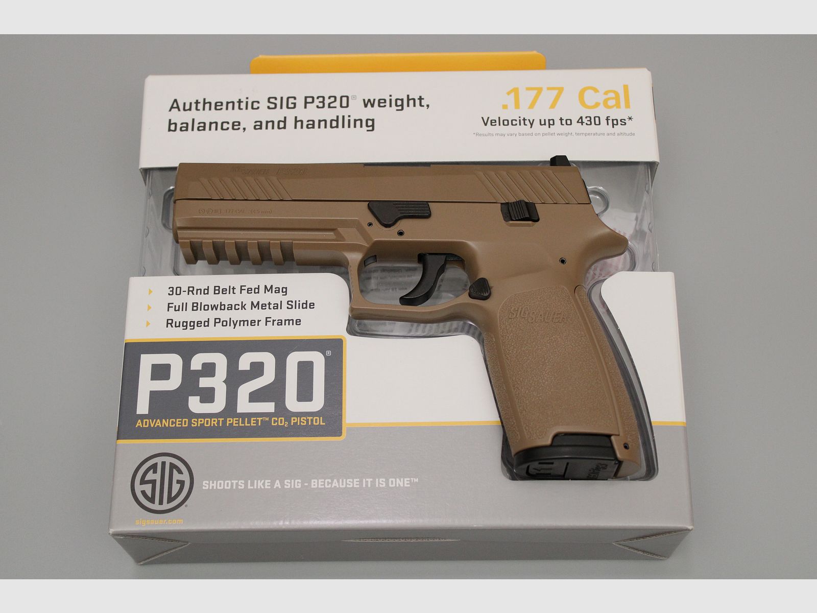 SIG SAUER P320 Coyote TAN Blow Back 4,5 mm Diabolo Co2-Pistole