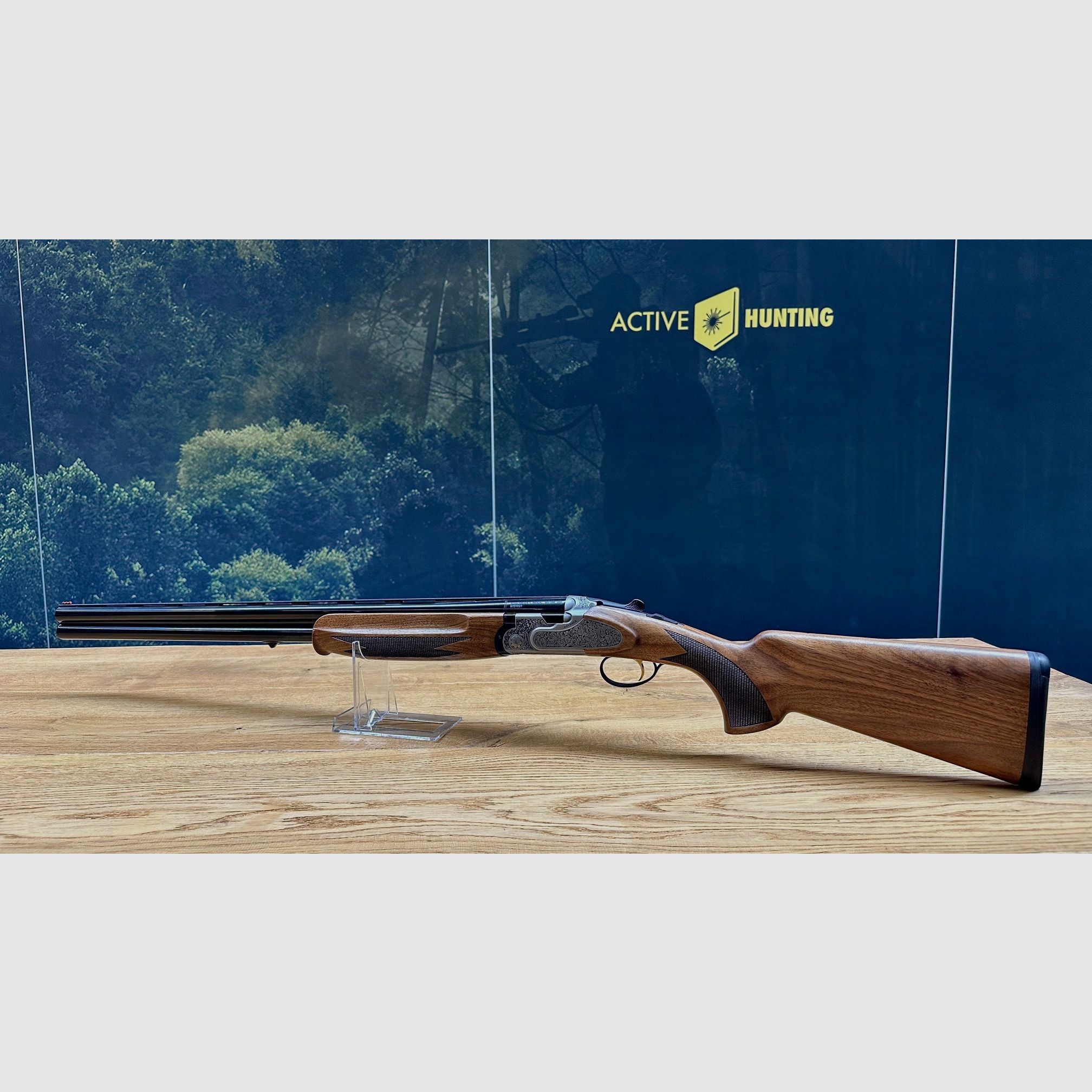 Brenner Black BF20 Premium Silver / 12/76 / LL 71cm / Walnut wood stock / Arabesque engraving