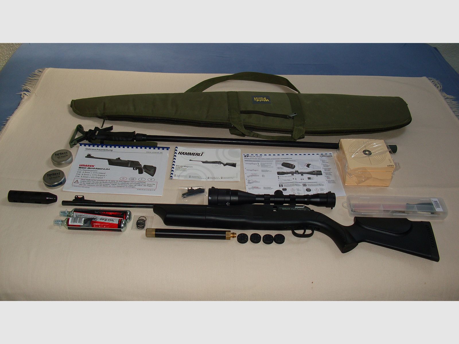 Hämmerli 850 Air Magnum fucile a ripetizione cal. 4,5mm (.177, 7,5 Joule) con telescopio Walther 6 x 42 e accessori