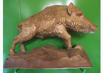 Scultura in legno "Cinghiale" Maschio 30 x 23 cm, figura in legno intagliata a mano -