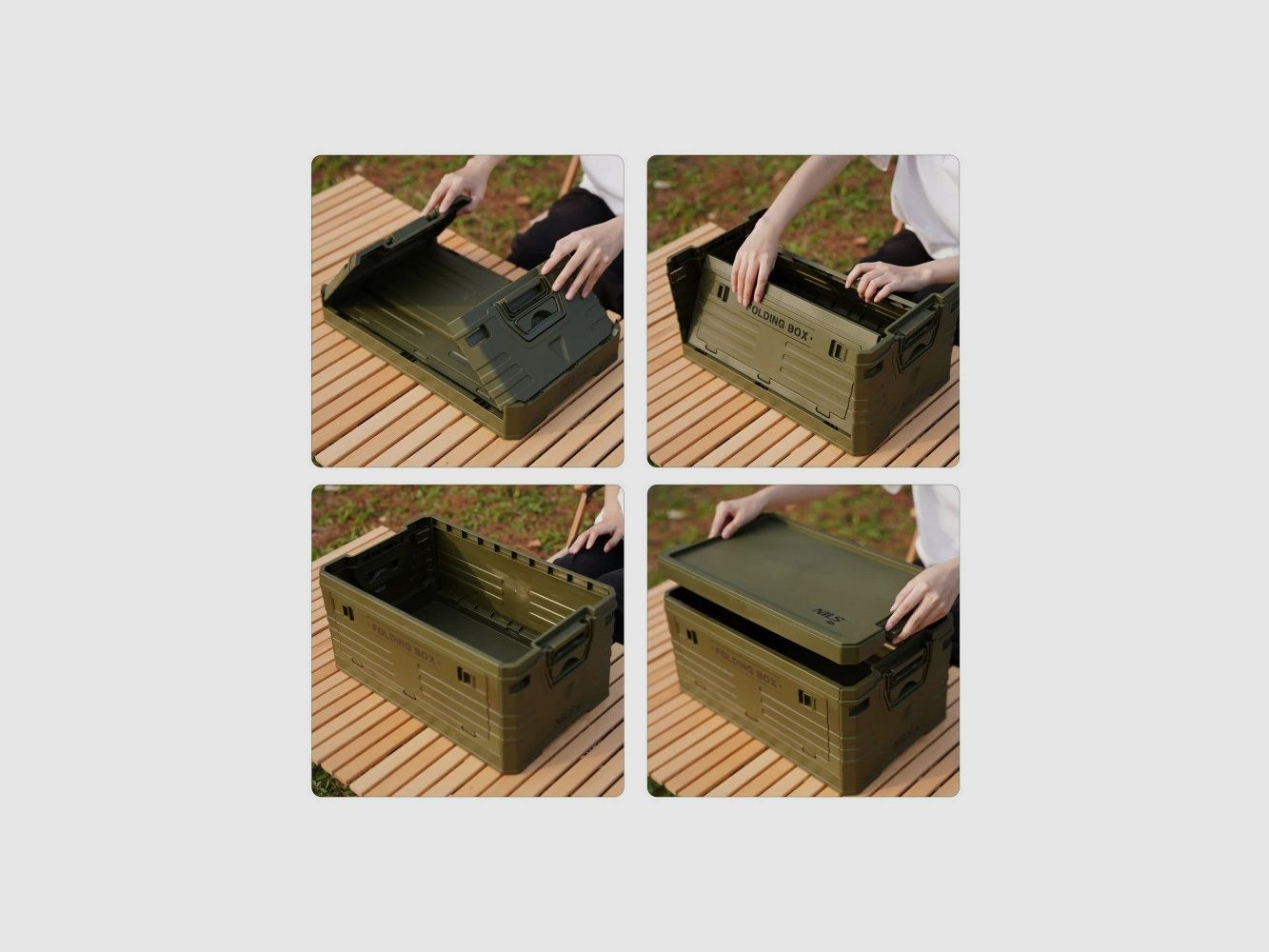 Caja plegable NILS con tapa 50 l verde, imagen 3 de 12