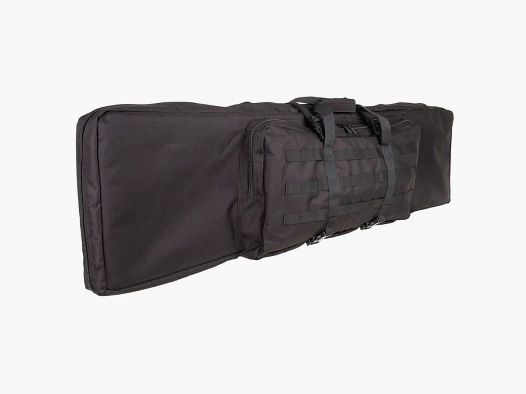 Rifle bag for 2 long guns up to 140cm, black, with divider and backpack straps