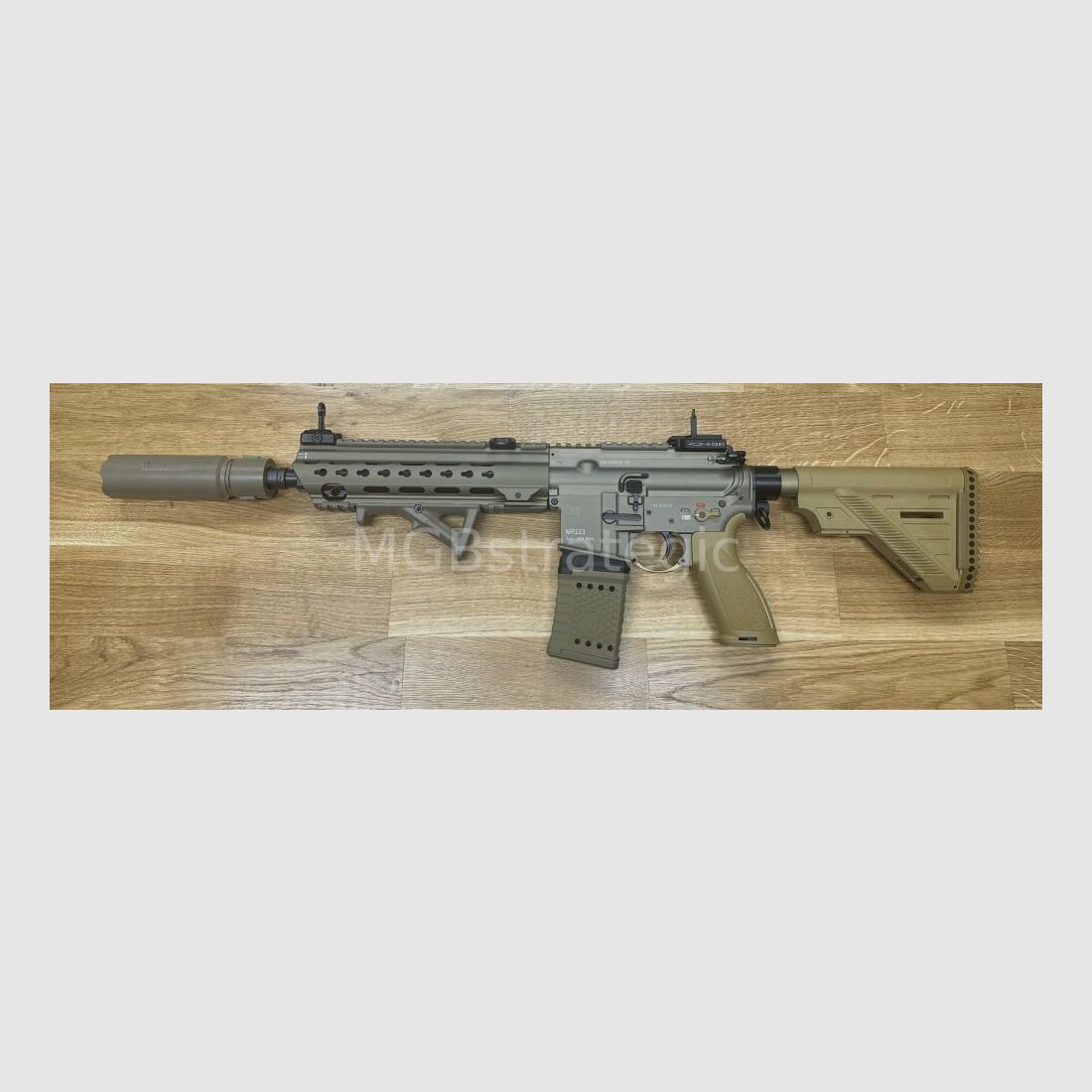 Heckler & Koch MR223 A3 Slim-Line 11" barrel - semi-automatic rifle .223Rem including ASE UTRA Dual 556-Short-QM2 Gen2 Cerakote FDE silencer - civilian version HK416 / G95K / G38 / with upgrades