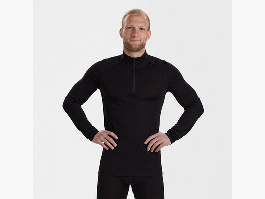 Quinn Merino onderhemd met ½ rits - Black Oak - Maat: M