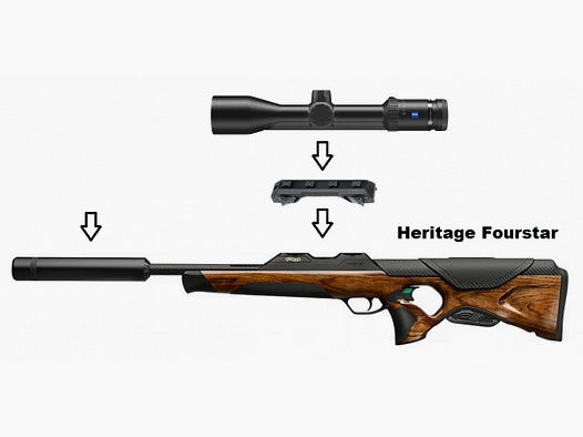 Walther RS3 Heritage Fourstar + Zeiss V6 2-12x50 M + Demper + ... / Compleet pakket